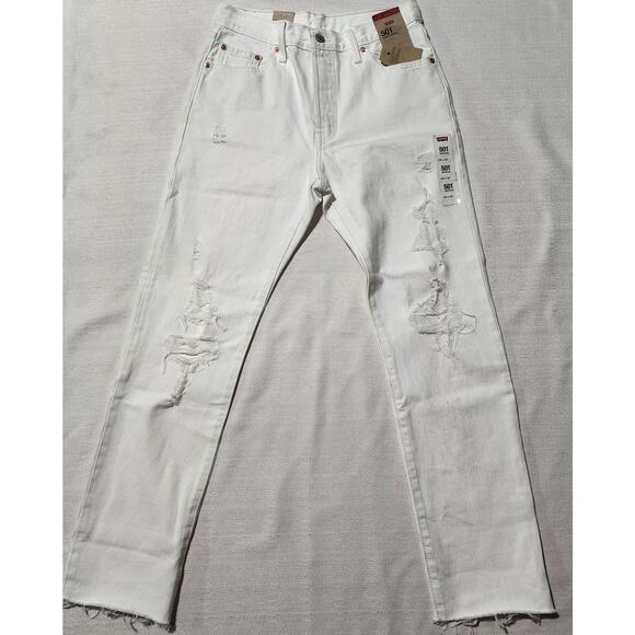 Levi's 501 original 28x30 sit at waist women-button fly white - Picture 1 of 9